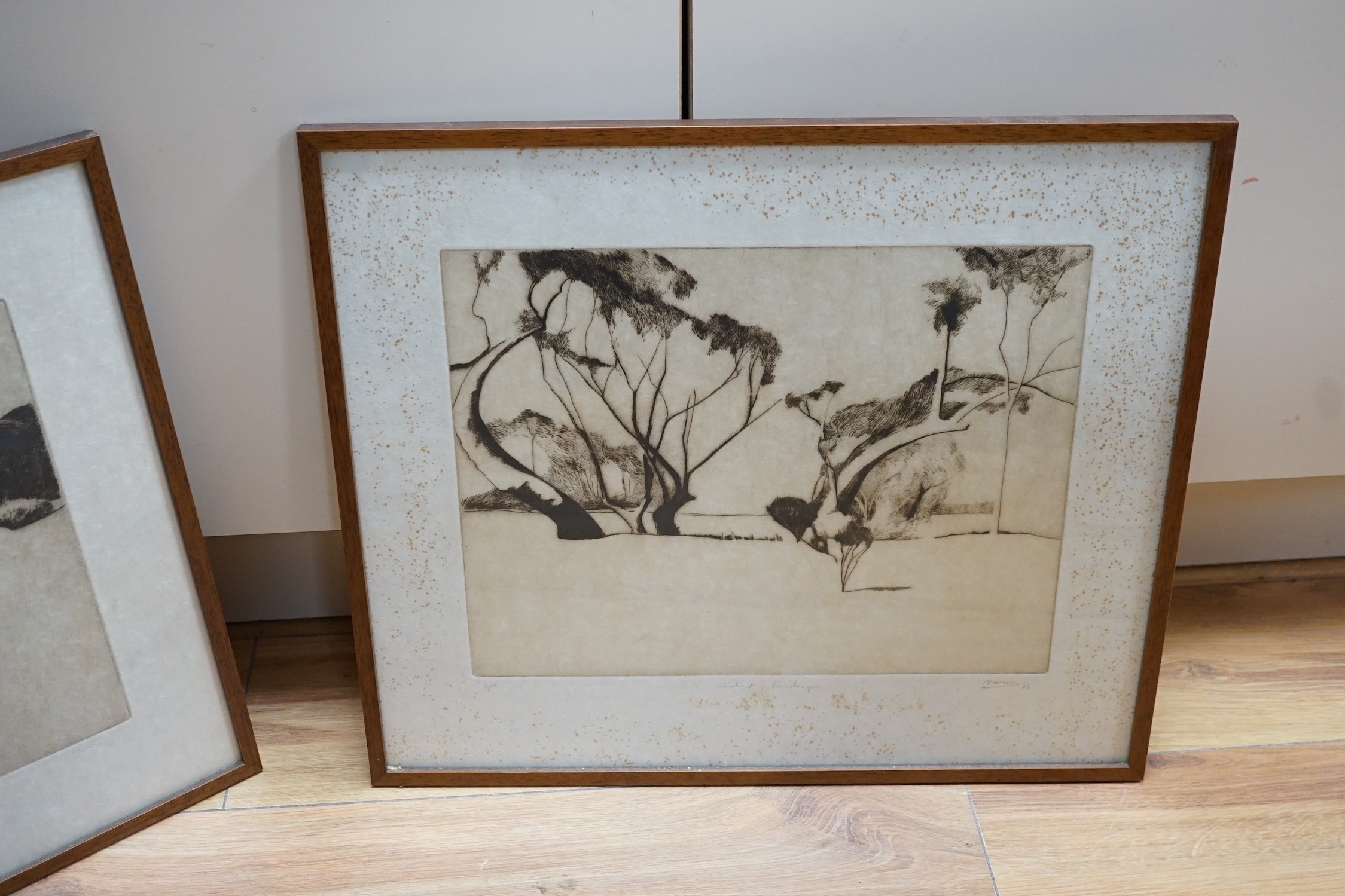 Kevin Pearsh (b. 1951), three drypoint etchings with aquatint, 'West Australia', 'Australian Landscape' and 'Distant Landscape', signed in pencil and dated c.1979, 27 x 35cm